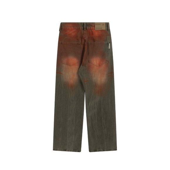 Stonewashed faded grey red jeans - Picture 3 of 3